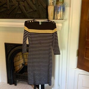 Lauren by Ralph Lauren striped sweater dress with gold‎ stripe. Worn maybe twice